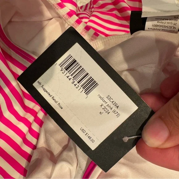 KATE SPADE‎ Radiant Pink, White & Purple Striped One Piece Swimsuit NWT - Picture 3 of 7